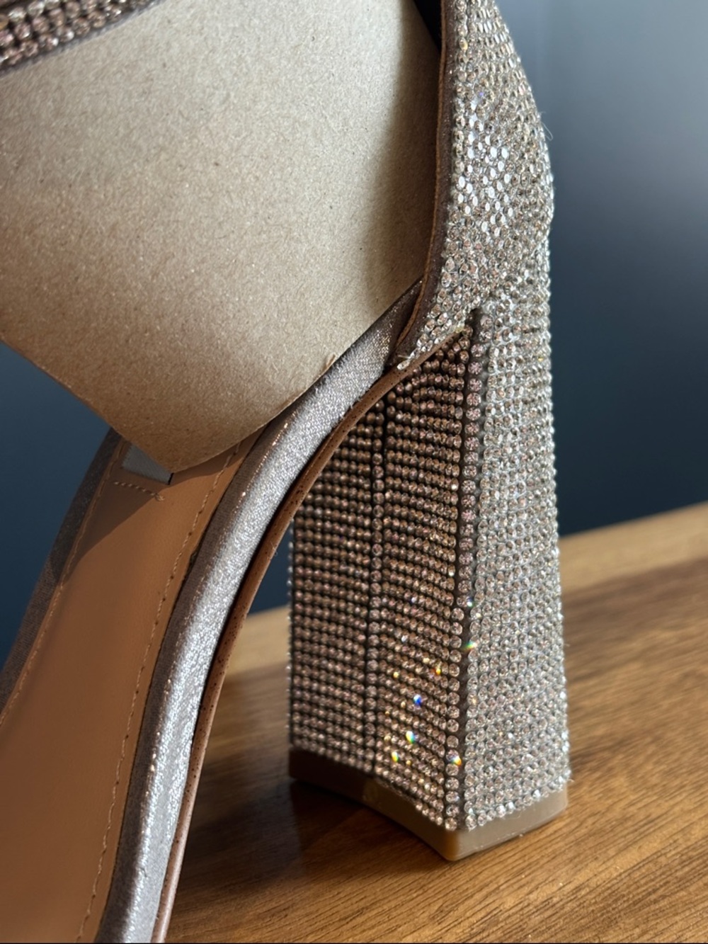Steve Madden Silver Rhinestone Block Heels - Picture 3 of 3